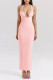 Sexy Solid Color Backless Slit Halter One Step Skirt Dresses