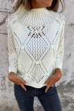 Casual Solid Color Hook Flower Hollow Out O Neck Tops