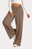 Casual Daily Solid Color Draw String Pocket Loose High Waist Wide Leg Solid Color Bottoms