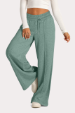 Casual Daily Solid Color Draw String Pocket Loose High Waist Wide Leg Solid Color Bottoms