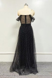 Sexy Prom Polka Dot Mesh Off Shoulder Evening Dresses