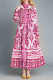 Daily Elegant Floral Print Mandarin Collar A Line Dresses