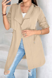 Casual Street Solid Color Draw String Turn-back Collar Outerwear