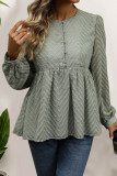 Daily Elegant Solid Color Jacquard Buttons Fur Ball O Neck Tops