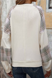 Casual Plaid Patchwork Contrast O Neck Tops