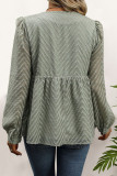 Daily Elegant Solid Color Jacquard Buttons Fur Ball O Neck Tops