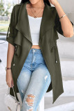 Casual Street Solid Color Draw String Turn-back Collar Outerwear