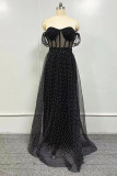 Sexy Prom Polka Dot Mesh Off Shoulder Evening Dresses