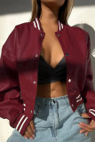 Casual Daily Solid Color Buckle O Neck Outerwear
