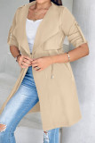 Casual Street Solid Color Draw String Turn-back Collar Outerwear