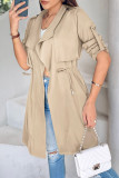 Casual Street Solid Color Draw String Turn-back Collar Outerwear