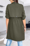 Casual Street Solid Color Draw String Turn-back Collar Outerwear