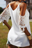 Fashion Casual Solid Patchwork V Neck Tops