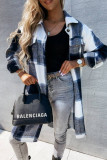 Casual Street Plaid Contrast Turndown Collar Tops
