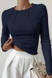 Casual Daily Solid Color O Neck Tops