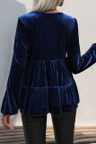 Casual Street Solid Color Patchwork Ruffle V Neck Tops