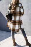 Casual Street Plaid Contrast Turndown Collar Tops