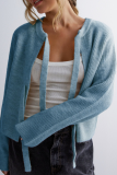 Casual Daily Solid Color Lace Up O Neck Outerwear