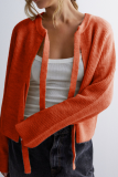 Casual Daily Solid Color Lace Up O Neck Outerwear
