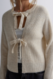 Casual Daily Solid Color Lace Up O Neck Outerwear