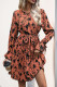 Daily Elegant Floral Print Lace Up O Neck A Line Dresses
