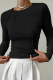 Casual Daily Solid Color O Neck Tops