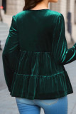 Casual Street Solid Color Patchwork Ruffle V Neck Tops