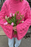 Casual Solid Color Weave O Neck Tops