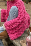 Casual Solid Color Weave O Neck Tops