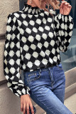 Street Daily Plaid Contrast Mandarin Collar Tops
