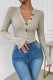 Street Daily Solid Color Buttons Potholes V Neck Skinny Bodysuits