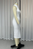 Casual Street Solid Color Half A Turtleneck One Step Skirt Dresses