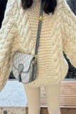 Casual Solid Color Weave O Neck Tops