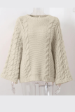 Casual Solid Color Weave O Neck Tops