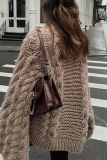Casual Solid Color Weave O Neck Tops