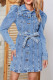 Casual Street Solid Color Distressed Lace Up Buckle Turndown Collar Long Sleeve Straight Denim Dresses
