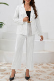 Business Wear Letters Pocket Patchwork Belted Turn-back Collar Long Sleeve Two Pieces