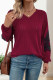 Casual Daily Solid Color Lace Potholes V Neck Tops