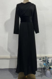 Prom Elegant Solid Color Patchwork O Neck Evening Dresses