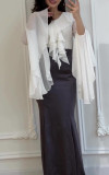 Celebrities Elegant Solid Color Stringy Selvedge Contrast V Neck Wrapped Skirt Dresses