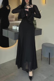 Party Elegant Solid Color Ruffle Cross Straps Ruched Mesh Square Neck Long Dresses