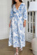 Casual Daily Landscape printing Zipper V Neck A Line Dresses