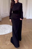 Prom Elegant Solid Color Patchwork O Neck Evening Dresses