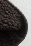 Casual Street Solid Color Buttons Patchwork Fluffy Turndown Collar Outerwear
