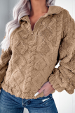 Casual Daily Solid Color Zipper Fluffy Turndown Collar Tops