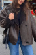 Casual Street Solid Color Buttons Patchwork Fluffy Turndown Collar Outerwear
