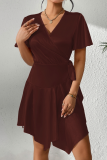 Sexy Solid Color Lace Up V Neck A Line Dresses
