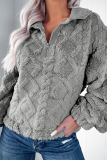 Casual Daily Solid Color Zipper Fluffy Turndown Collar Tops