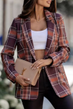 Casual Daily Plaid Buttons Contrast Turn-back Collar Outerwear