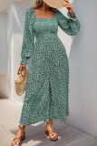 Casual Vacation Flowers Patchwork Square Neck Loose Jumpsuits
